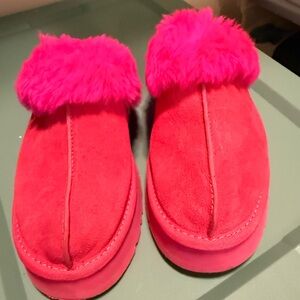 UGG Disquette Suede Fur Platform Slippers